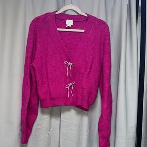 Women's Pink Sweater with Bow Accents